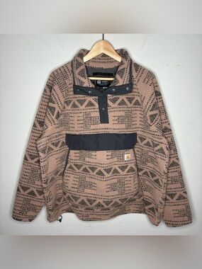 Carhartt Women’s Aztec Fleece Tan Pullover Relaxed Fit Sz XXL